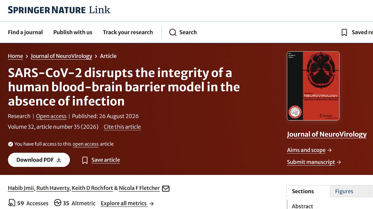 Jmii paper adds to the evidence that the COVID vaccine opens up the blood-brain barrier (BBB) which can cause permanent neurological injury or death